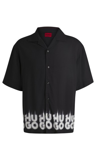 Oversized fit košulja od viskoze s logo obrubom