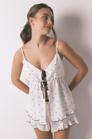 Viskozna pidžama s naramenicama i uzorkom srca