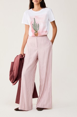 Sequinned pinstriped trousers