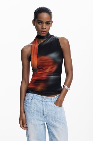 Majica od tila s trakom za vezanje