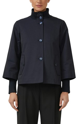 Relaxed fit jacket with ribbed collar and cuff details