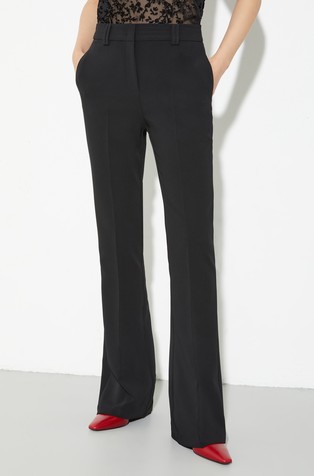 Flared technical-fabric trousers