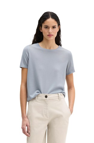 Short-sleeved knit tee in wool-blend