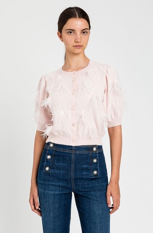 Kardigan kratkih rukava s perjem