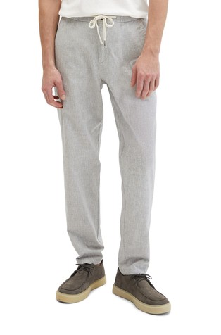 Tapered fit pants in organic cotton-linen blend