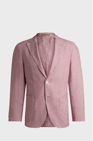 Slim fit laneni sako s jednorednim kopčanjem