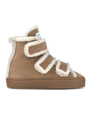 Shearling Velcro Wedge gležnjače od brušene kože