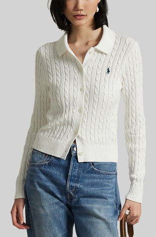 Pamučni kardigan s polo ovratnikom
