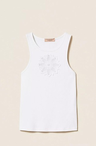 Tank top with floral embroidery
