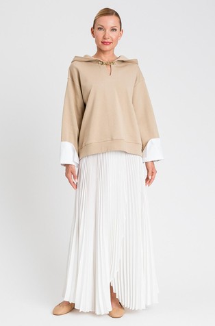 Duga plisirana suknja od crêpe de Chine tkanine