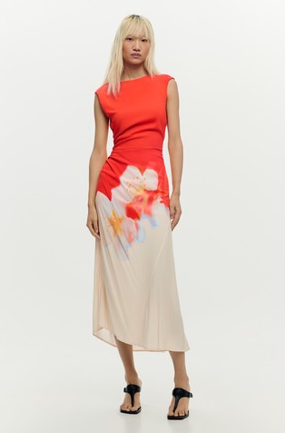 Sleeveless dress in stretch viscose