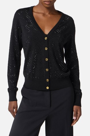 Pleten vuneni kardigan s ukrasnim kamenčićima