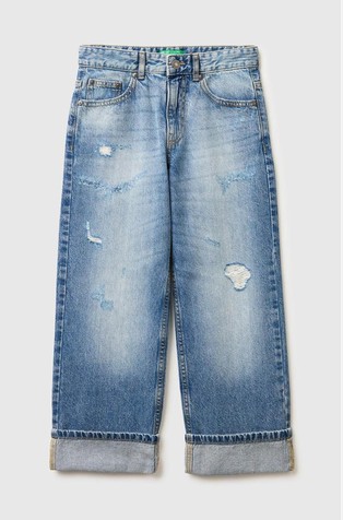 Straight fit jeans hlače s poderotinama i uvrnutim rubom nogavica