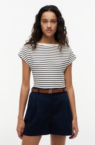 Cotton T-Shirt with Decorative Buttons