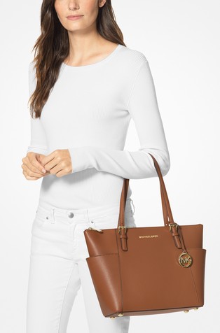Large Leather Top-Zip Tote Bag