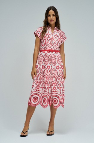 Košulja-haljina s kontrastnim vezovima