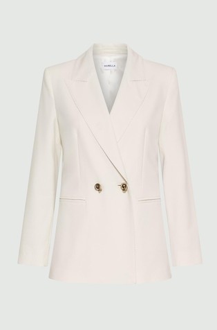 Double-breasted stretch canvas blazer