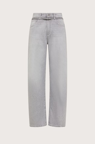 Jeans hlače s remenom i širokim nogavicama