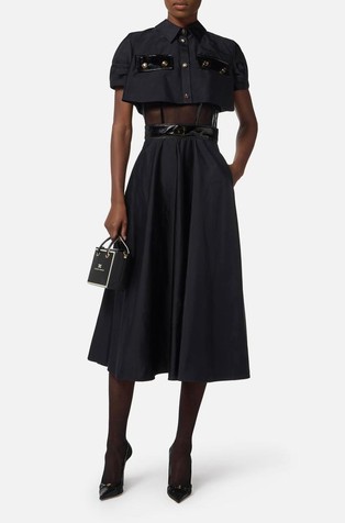 Midi košulja-haljina s umetcima od tila