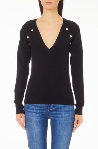 Pleten pulover od mješavine viskoze s V-izrezom