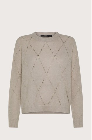 Pleten pulover s dijamantnim uzorkom od ukrasnih kamenčića