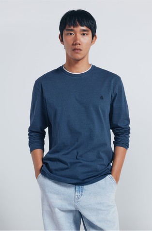 Prugasta majica dugih rukava s dvostrukim ovratnikom