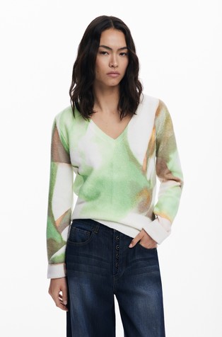 Pleten pulover s V-izrezom