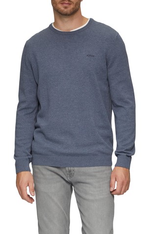 Knitted jumper with logo embroidery