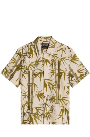 Regular short-sleeved shirt in linen and organic cotton