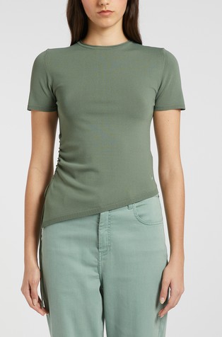 Monochrome knit T-shirt in viscose-blend