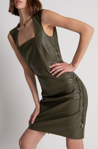 Slim fit haljina bez rukava od umjetne kože