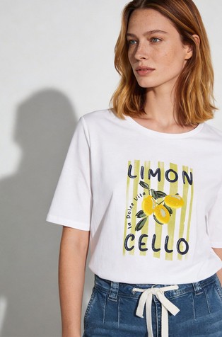 Cotton T-shirt with lemon print