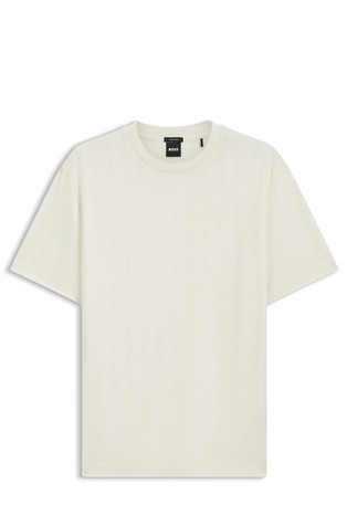 T-shirt in cotton with raised jacquard structure