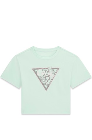 Cropped majica s trokutastim logotipom i šljokicama