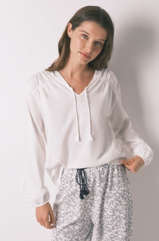 Pamučni gornji dio pidžame dugih rukava