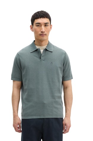 Short-sleeved knitted polo shirt in organic cotton