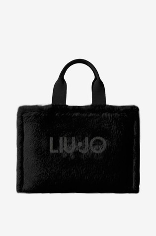 Faux fur logo tote bag