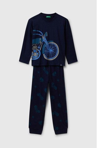Pamučna pidžama dugih rukava s otiskom motocikla
