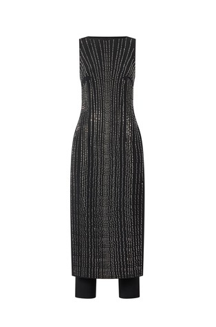 Sleeveless jumpsuit with rhinestones