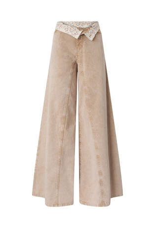 Zvonaste jeans hlače s čipkom na unutarnjoj strani obruba