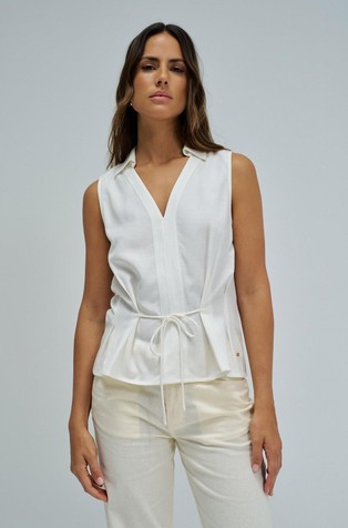 Blouse in viscose and linen blend