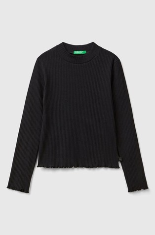 Slim fit rebrasta pamučna majica dugih rukava