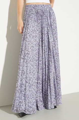 Pleated jersey floral skirt