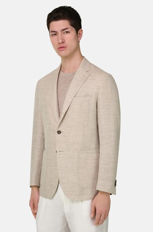 Sako od lana i vune s uzorkom riblje kosti