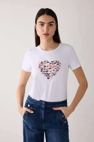 Cotton T-shirt with heart print
