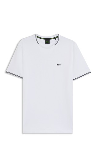Cotton T-shirt with striped trims and logo